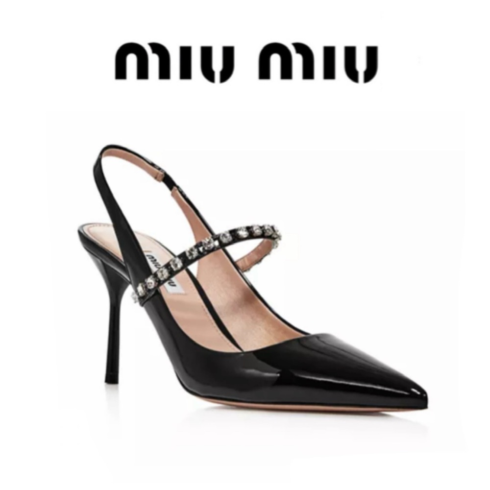 NEW! Miu Miu «Camoscio» Crystal slingback heels✨